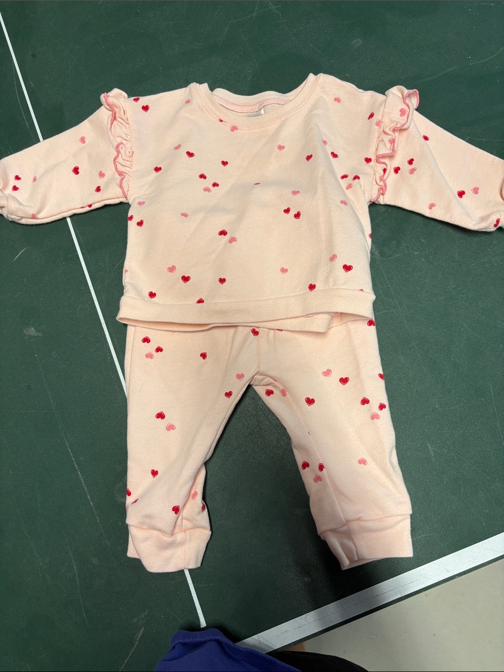 Carter's Peach Pajama Set with Red and Pink Hearts